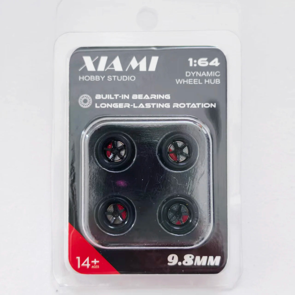 1/64 Car Model Bearing Wheels 9.8mm 10.8mm Rubber Tires W Brake Disc Caliper Axles Modify Spare Parts for 1:64 Cars