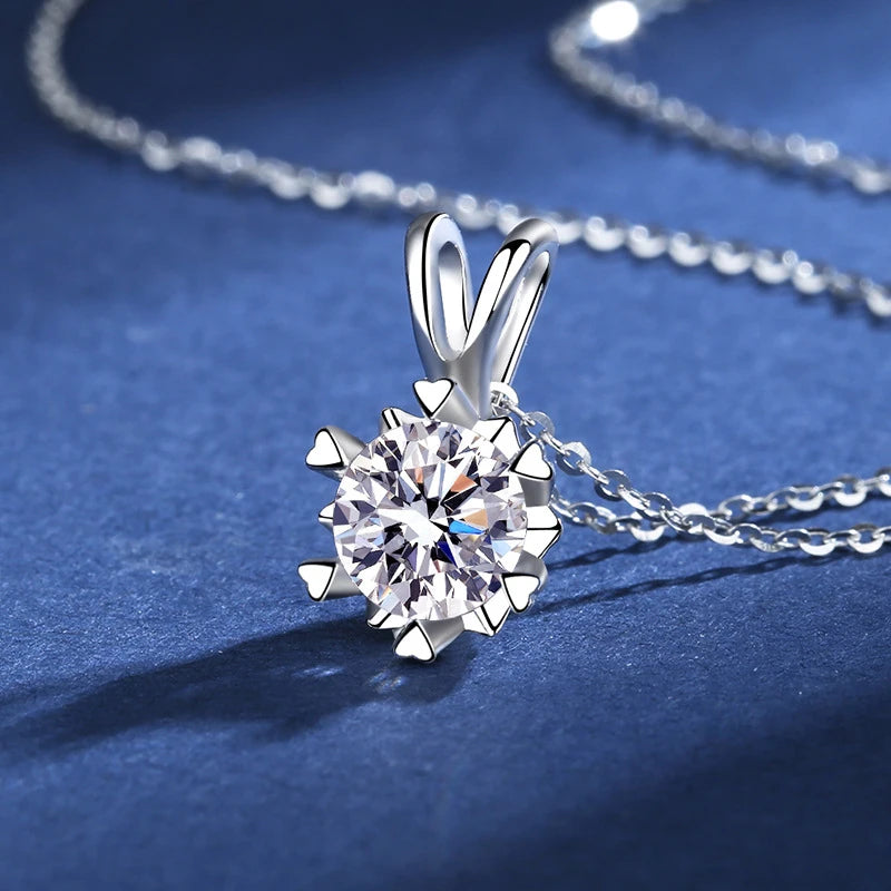 Fashion Luxury Trendy Classic 1ct GRA Moissanite Irregular Sqaure Necklace For Charm Women 925 Silver Party Jewelry Gift