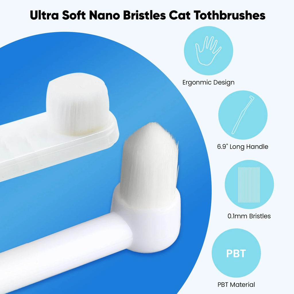Ultra Soft Cat Toothbrushes, Toothbrushes for Small Dogs & Cats, 360° Silicone Kitten Tooth Brushes, Mini Head Pet Dental Care K