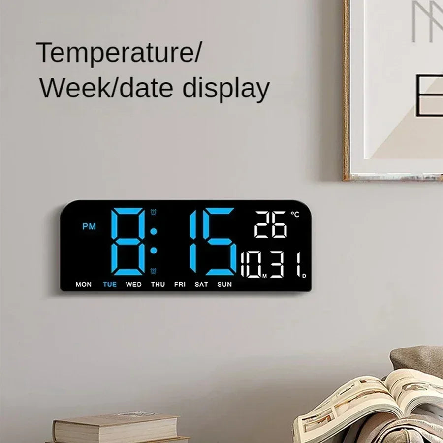 Large LED Digital Wall Clock Temperature Date Week Display Countdown Table Clock Brightness Adjustment Two Alarm 12/24h Clock