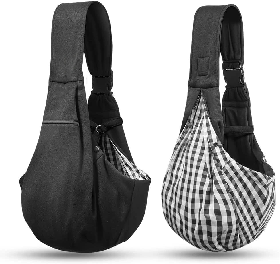 Black Small Dog Chest Carrier Bag Adjustable Shoulder Strap Zippered Pocket Suitable for Puppies Pet Transport