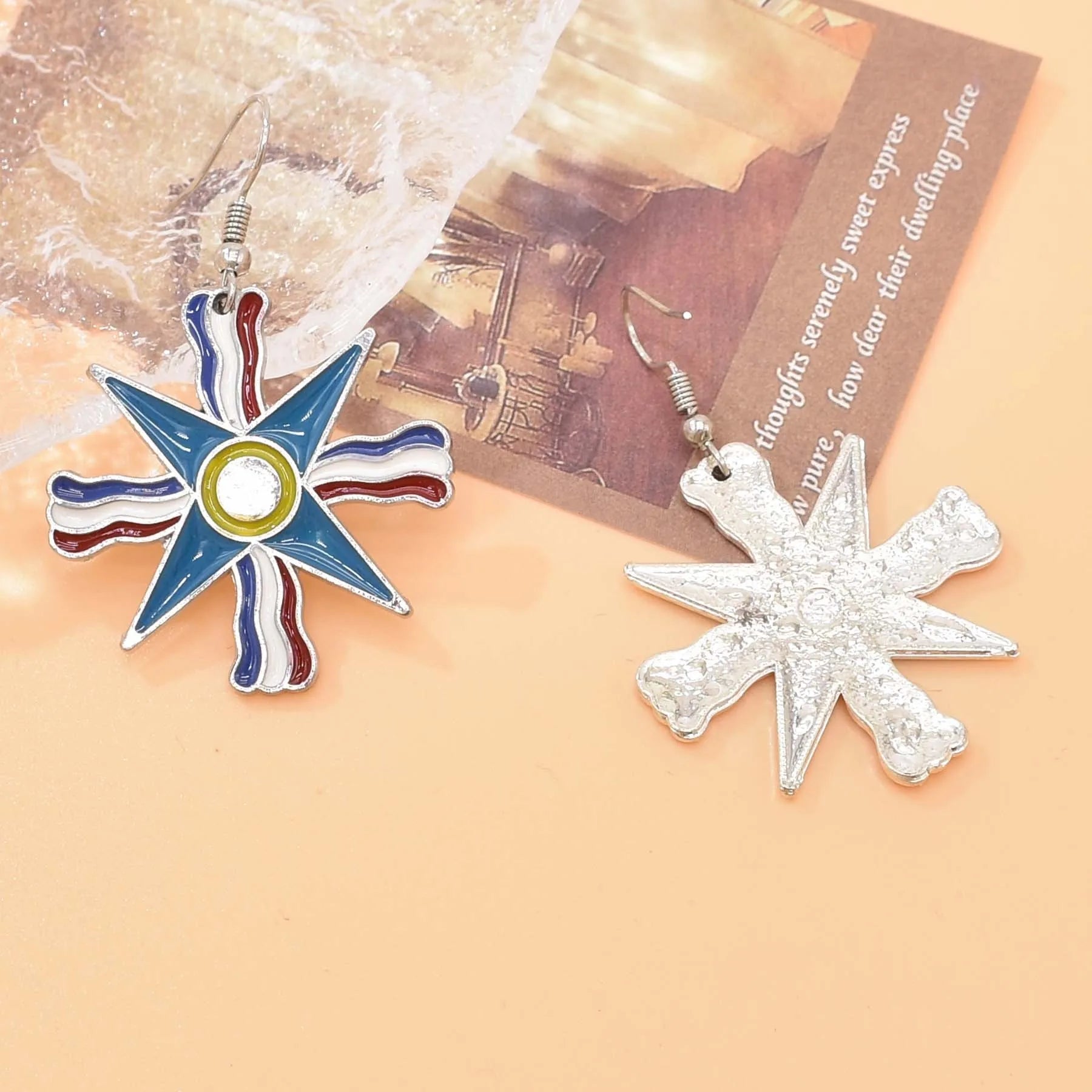 Silver Plated Assyrian Belt Hair Accessories Earrings for Women Kurdish Assyria Ethnic Colorful Flag Leaf Tassel Jewelry Sets