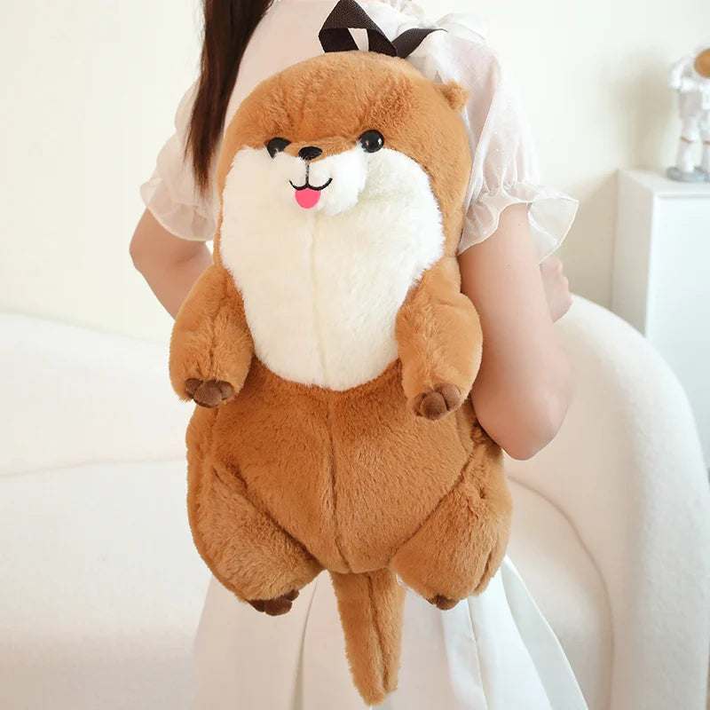 50cm Sea Otter Plush Backpack Cartoon Cute  Plush Toy Soft Stuffed Animal Shoulder Bag for Kids Girls Birthday Gifts