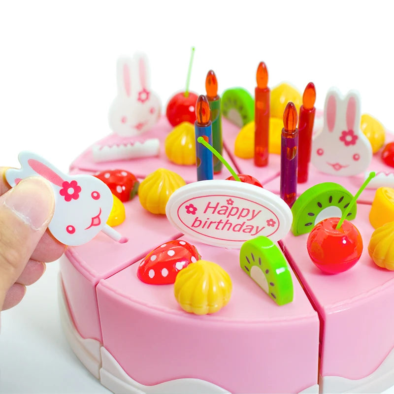 Girl Toy Cake DIY Minature Food Tea Set Simulation Pretend Play Kitchen Kid Cut Game Education Children Toys For 3 Year Birthday