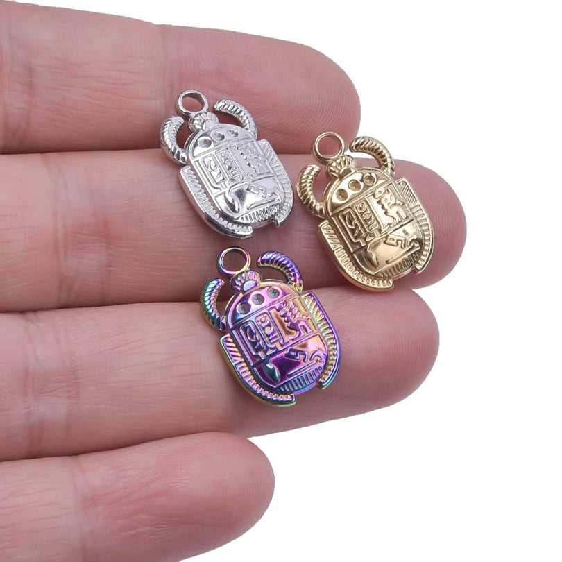 10PCS Ancient Egyptian Scarab Beetle Pendants Charms Stainless Steel Dragonfly Butterfly Pendant for Jewelry Making DIY Necklace