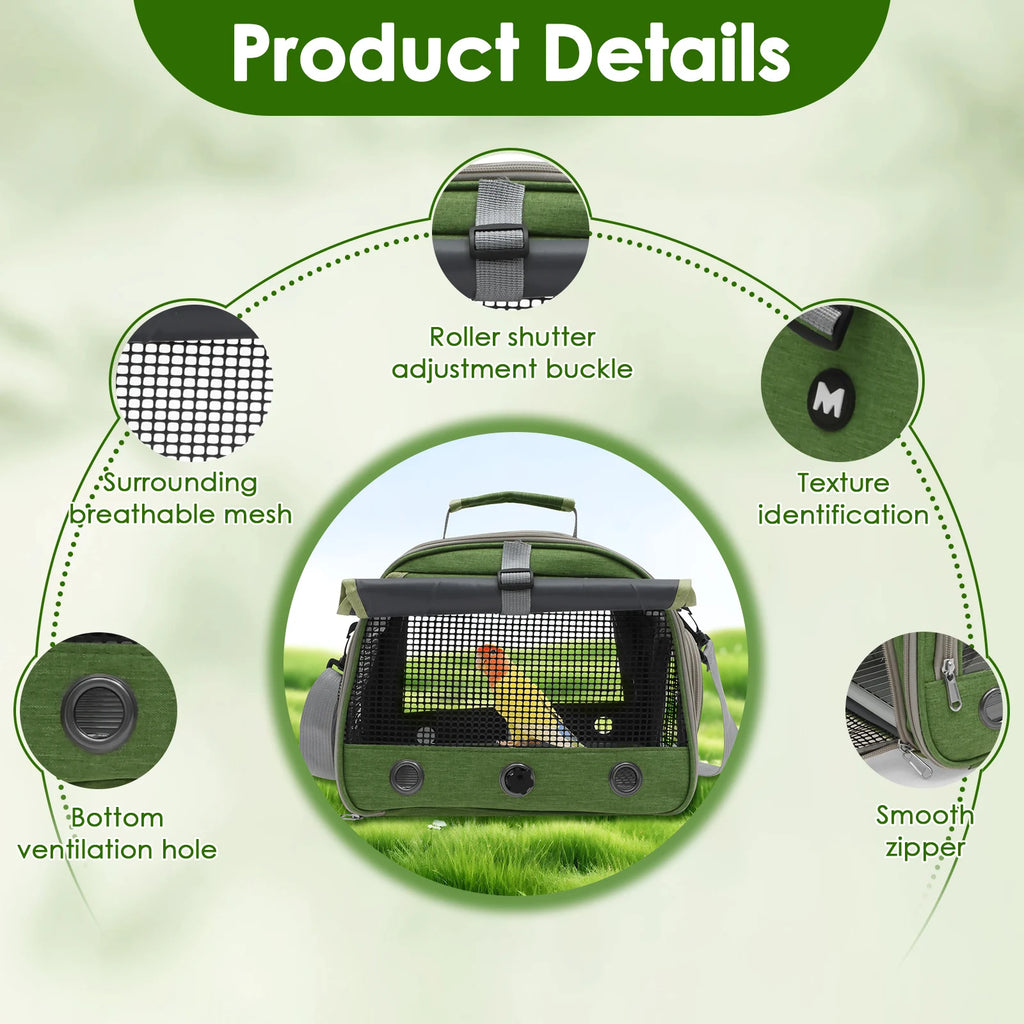 Portable Bird Cage Parrot Carrier with Tray Travel Clear Window Bird Pet Backpack for Parakeet Lovebird Cockatiel Travel Bag