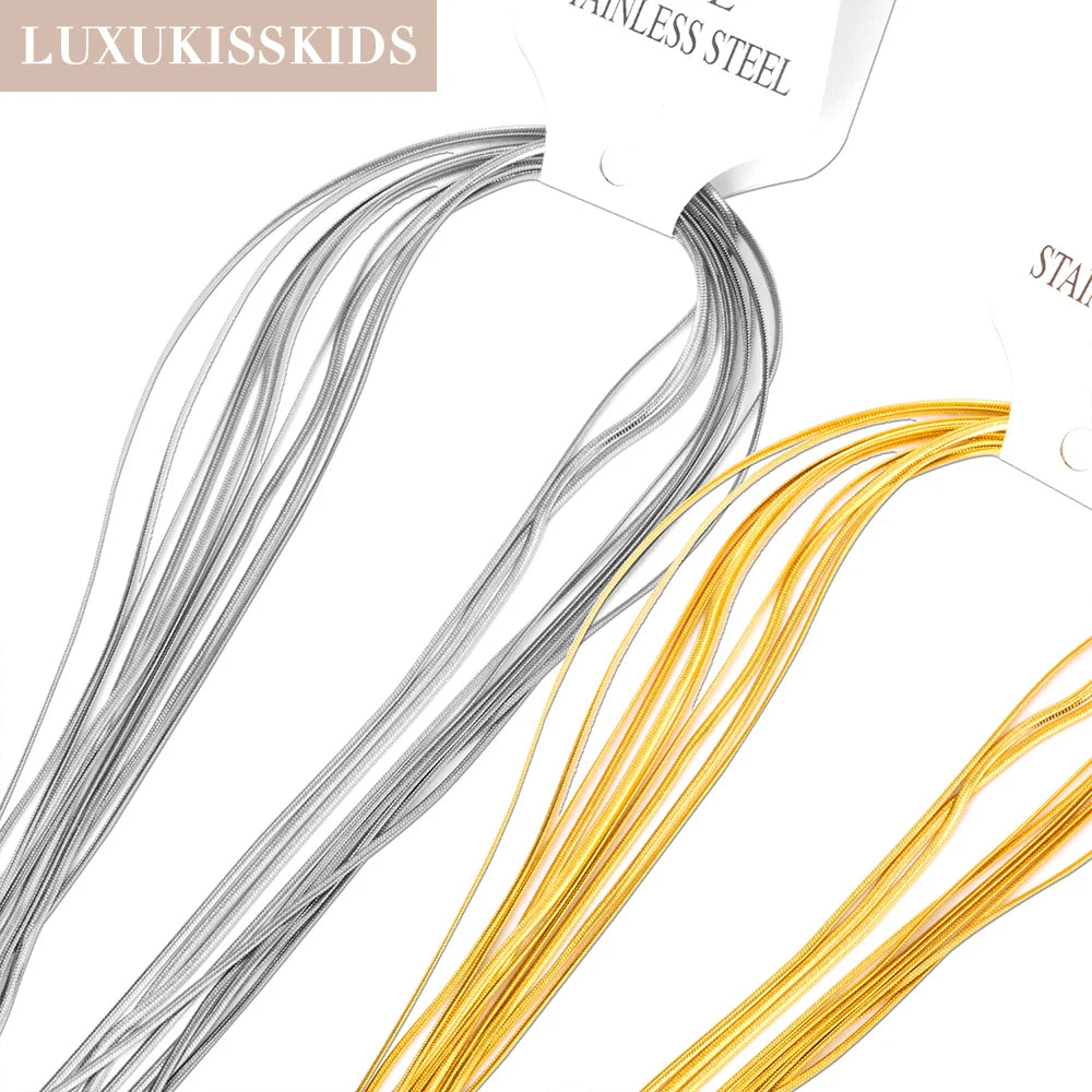 LUXUKISSKIDS 2mm 10pcs/Lots Factory Price 316L Flat Snake Necklace Chains Wholesale Stainless Steel Jewelry Waterpoof No Fade