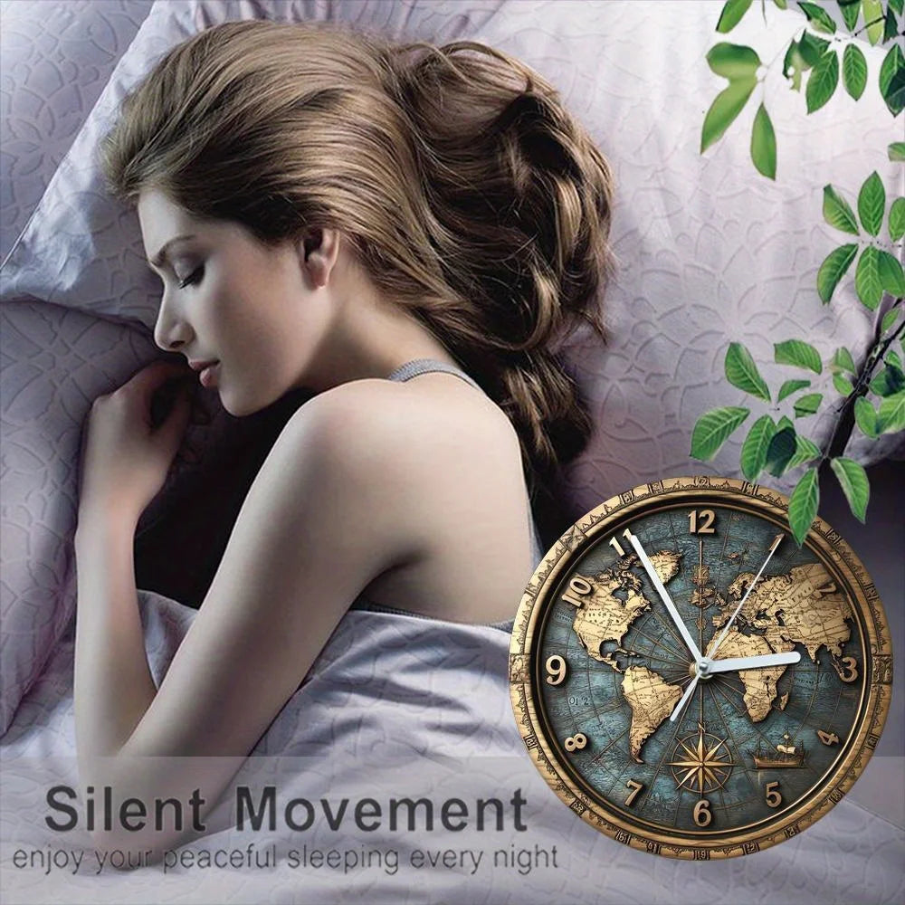 2D Sailboat Theme Nautical Wooden Wall Clock Quartz Silent Round Clocks Vintage Gift Crafts Home Decoration Wood Hanging Clocks