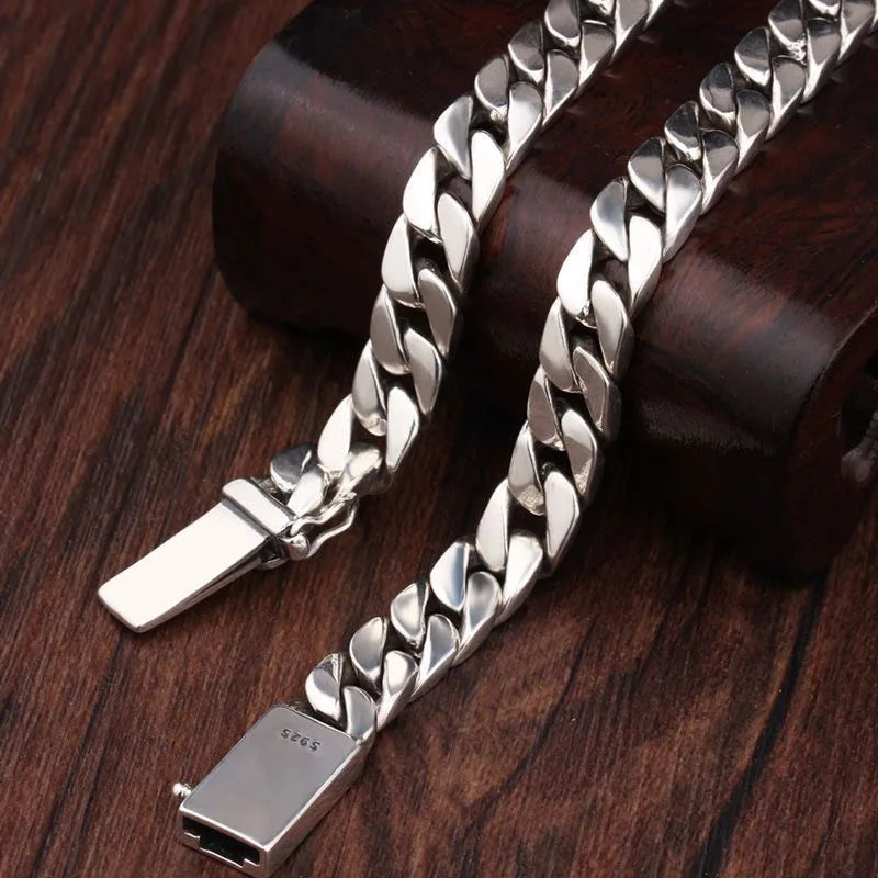 100% S925 Sterling Silver Necklace 7/810MM Punk 925 Silver Chains Original Certified Silver Jewelry Gifts Factory Price