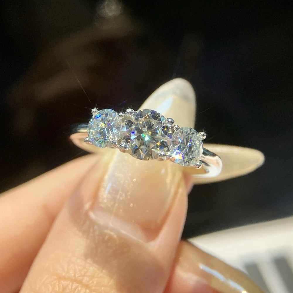JoyceJelly S925 Sterling Silver Colors Moissanite Ring 2CT 4CT Total Full Moissanite Diamond Jewelry For Wedding Engagement Gift