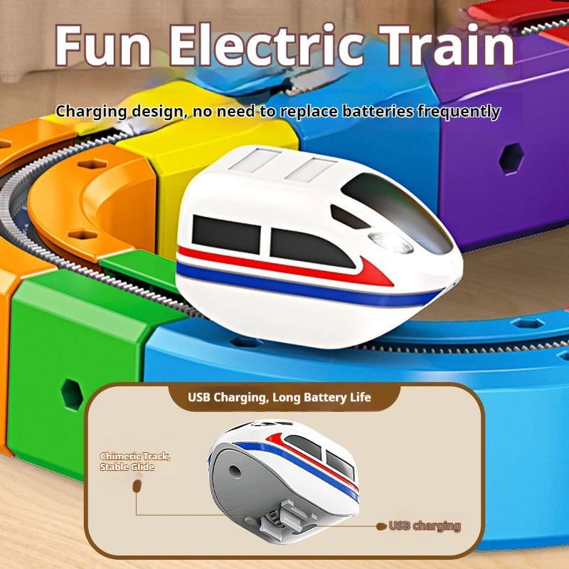 Electric Magnetic Track Set With Anti-Gravity Vehicles - 100+ Pieces Stem Building Toys, Creative Diy Railway For Kids Gift Toy
