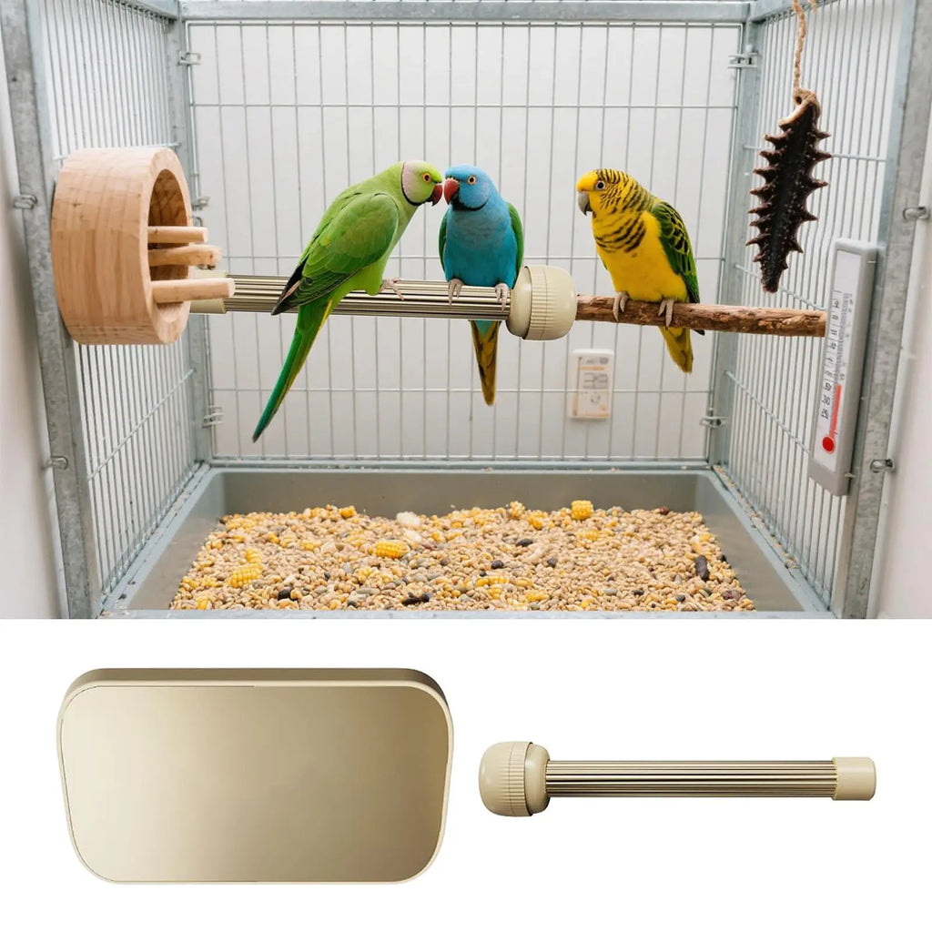 Auto Thermostat Heated Bird Perch Safe Warmer Stand with Anti Bite Design for Parakeets Conure Parrots Nighttime Winter Supplies