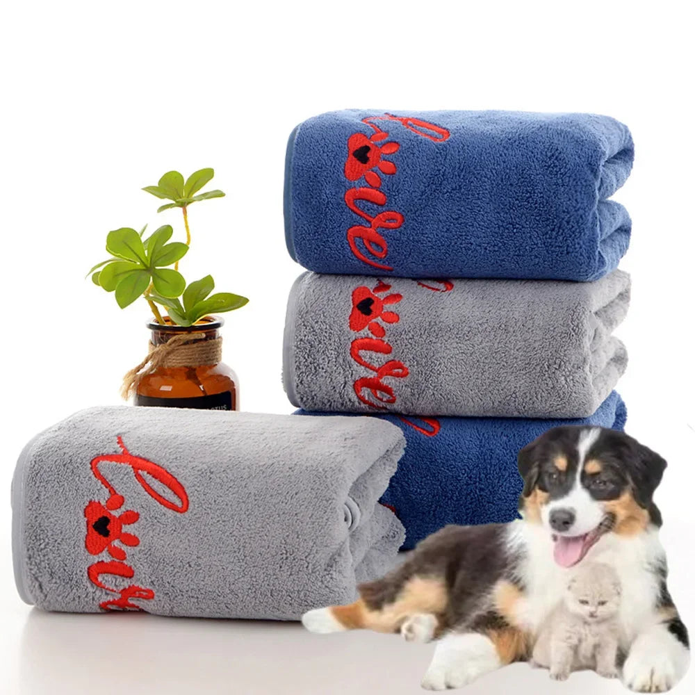 Quick Drying Dog and Cat Towels Soft Fiber Towels Bath Towel Pet Bathrobe Covenient  Cleaning Towel Pet Supplies