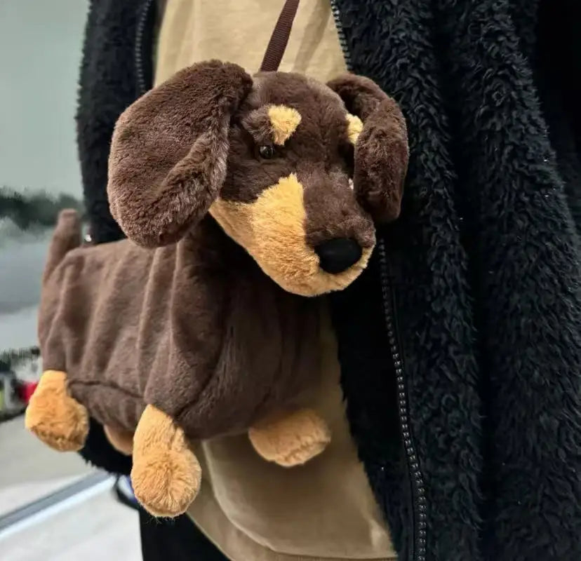 Sausage Dog Plush Backpacks Kawaii Puppy Soft Stuffted Bag Versatile Plush Backpacks Cartoon Plush Shoulder Bag Gift for Friend