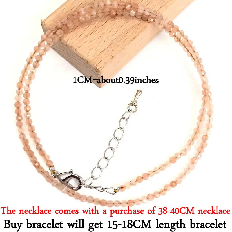 2024 New Boho 2mm Natural Stone Crystal quartz Necklace Bracelet Small Chain Ladies Fashion Accessories Charm Jewelry Accessorie