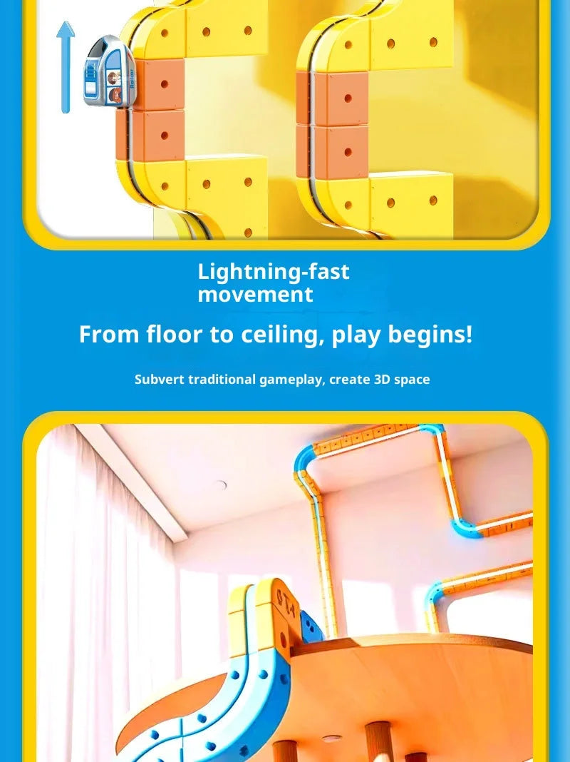 Huagen Magnetic High Speed Train Diy Transformable Suspension Track Car Anti Gravity Electric Vehicle Model Educational Toy Set