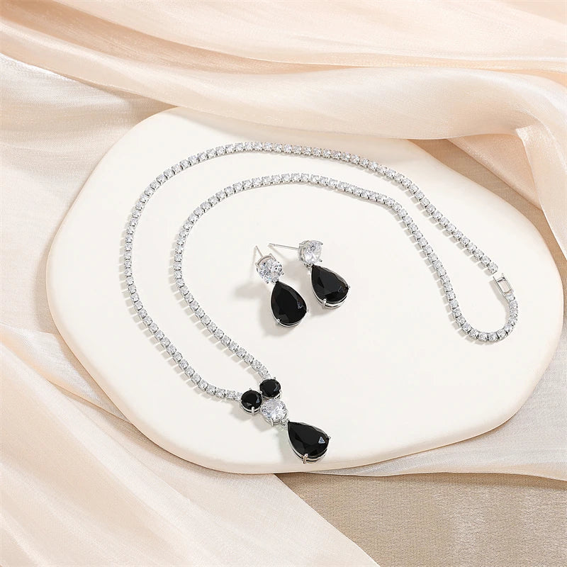 ZAKOL Luxury Clear Water Drop Zircon Jewelry Set for Women High Quality Shiny CZ Wedding Party Jewelry