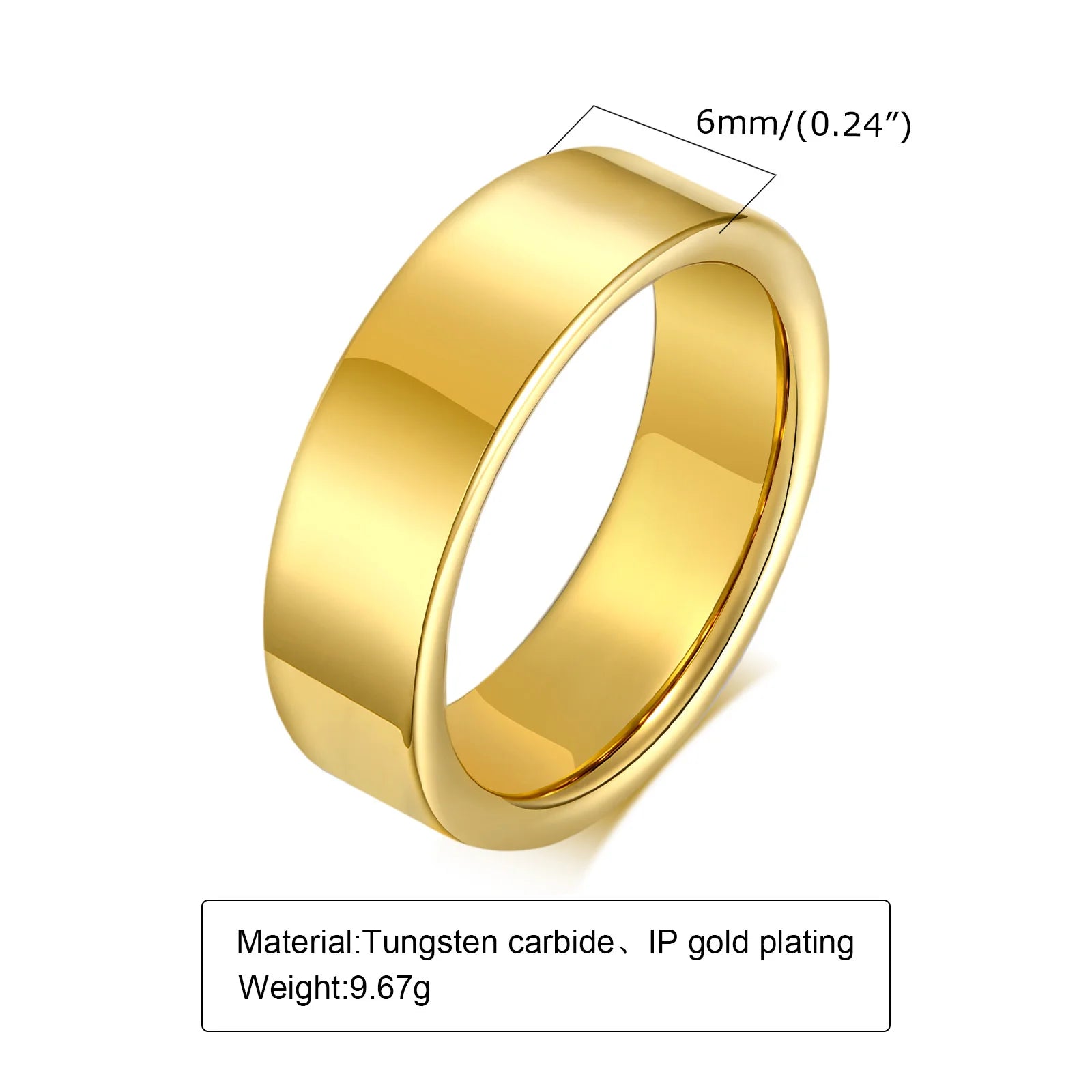 Vnox 2/4/6/8mm Tungten Ring for Men Women, Baisc Simple Gold Color Wedding Band, Anti Scratch Minimalist Ring