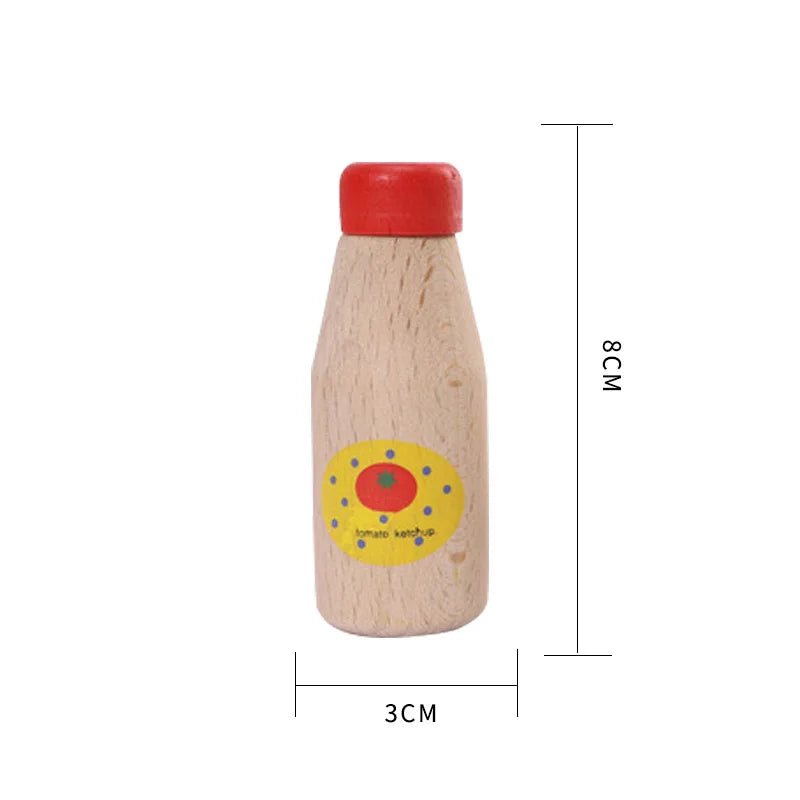 1Pcs Montessori Kitchen Toys Wooden Kitchen Play House Simulation Play House Condiment Bottles Educational Toy for Children Gift