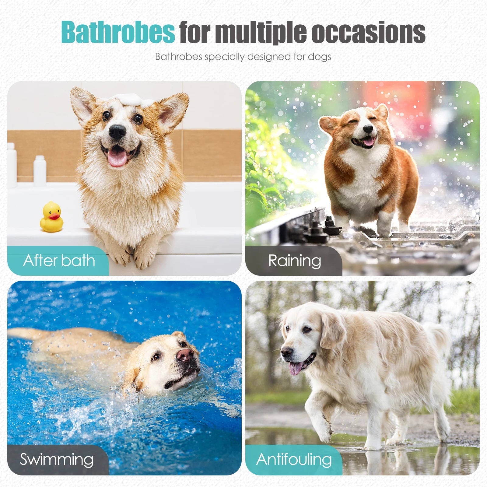 Dog Bathrobe Quick Dry Absorbent Pet Towel Coat Hooded Dog Bath Towel Soft Microfiber Drying Robe for Dogs