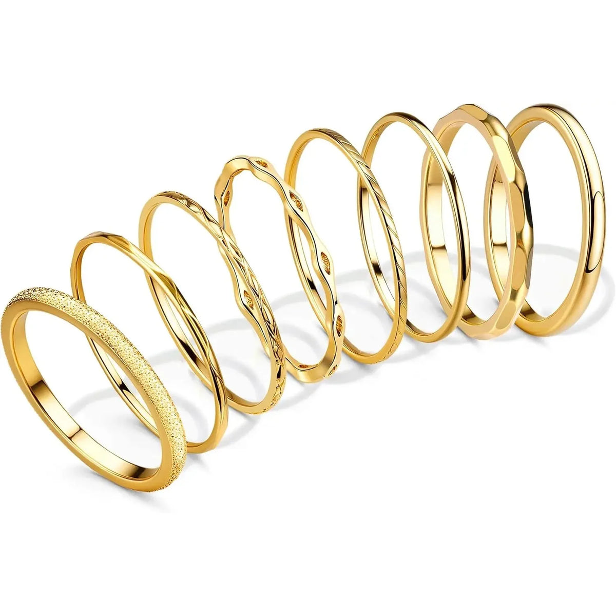Bobisty 8Pcs 1MM 2MM Stainless Steel Rings for Women Men Minimalist Fashion Dainty Plain Thin Knuckle Stacking Thumb Rings Set