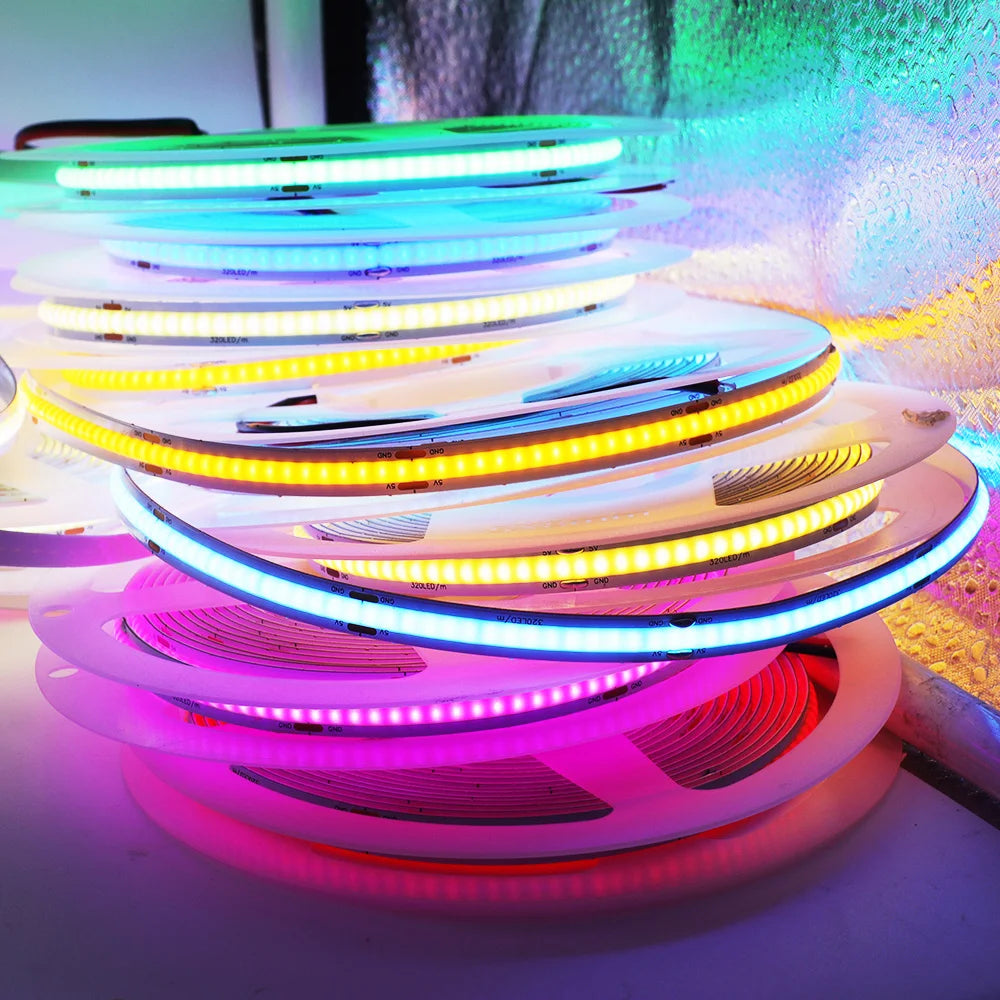 5V USB COB Led Strip Light White/Red/Green/Pink/Ice Blue/Yellow 320 Leds Flexible Ribbon DC Night Lamp TV Backlights Home Decor