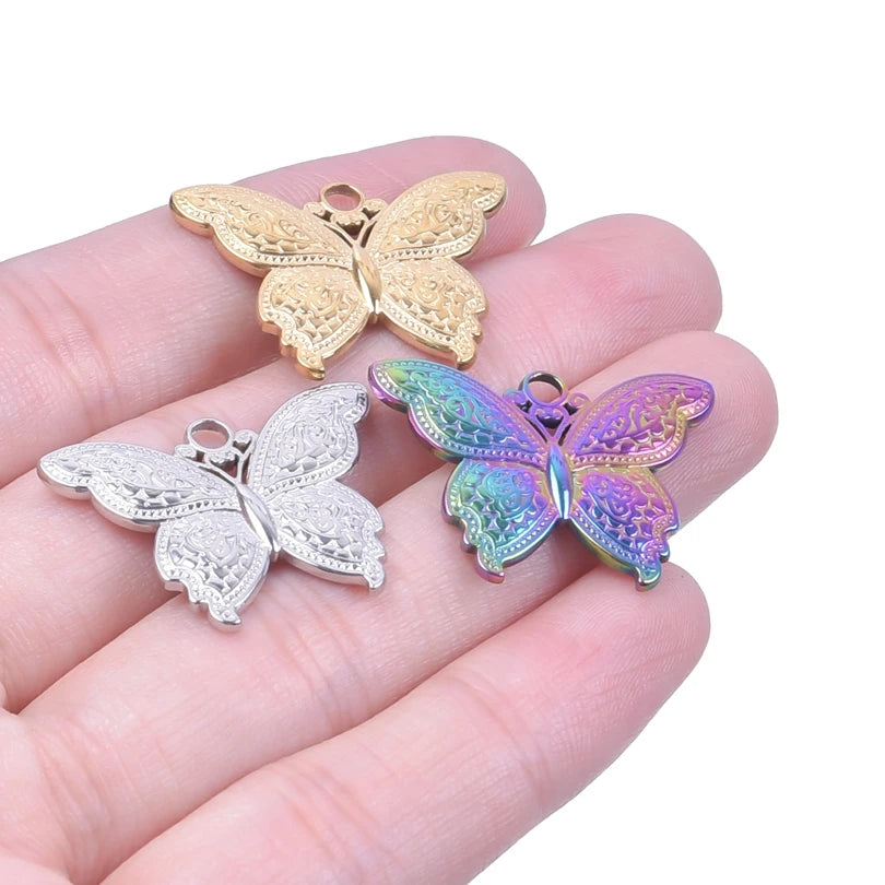10PCS Ancient Egyptian Scarab Beetle Pendants Charms Stainless Steel Dragonfly Butterfly Pendant for Jewelry Making DIY Necklace