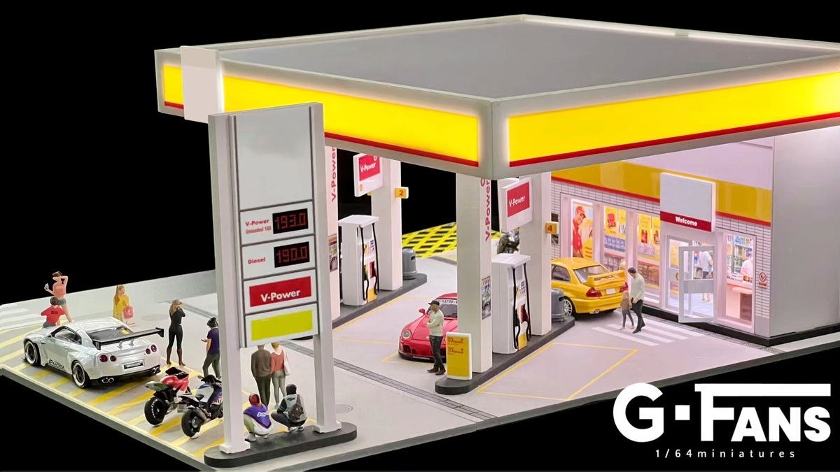 GFans 1/64 Scale Car Garage Miniatures Model Car Parking Lot Diecast Scene Display Vehicle Scene Toy Background Collection