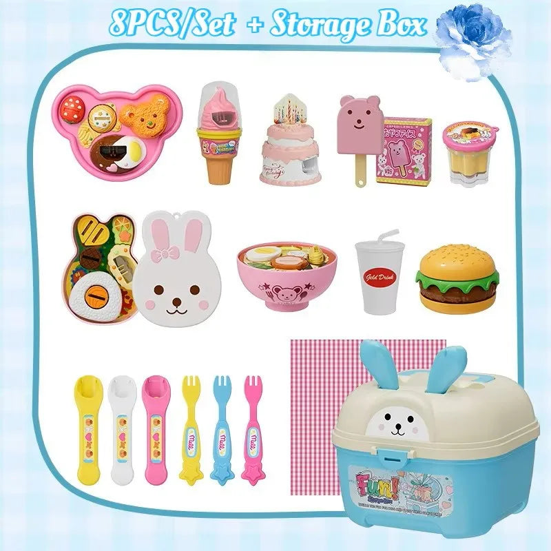 New 8PCS/Set Simulation Food Feeding Toys with Storage Box - Sweet Rice Ball Pudding Feeding Toy Kids Role Play Early Education