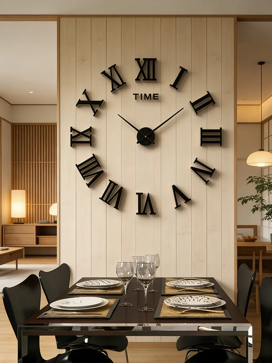 2D/3D Large Roman Numeral Acrylic Mirror Wall Clock Sticker Fashion DIY Quartz Clocks Watch Home Decoration Living Room Stickers