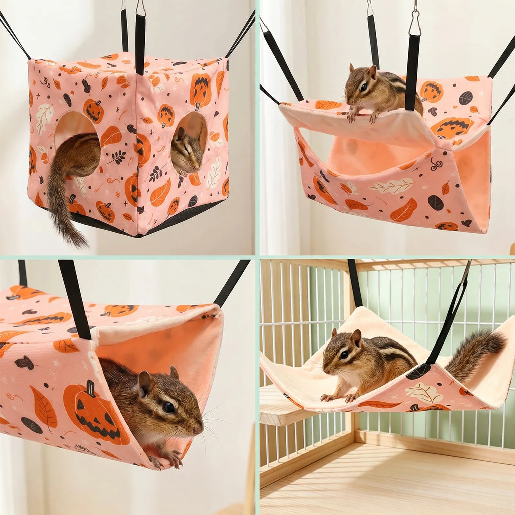 4Pcs Hamster Hammock Soft Cozy Rodent Hamster Bed Hanging Rat Cage Accessories Adjustable Ferret Hanging Nest Swing Pet Supplies