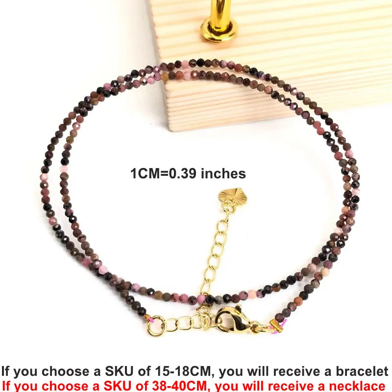 Natural Gemstones 2mm Cutting Angle beads Necklace Tourmaline quartz garnet zircon Bracelet Choker Men Female Jewelry Party Gift