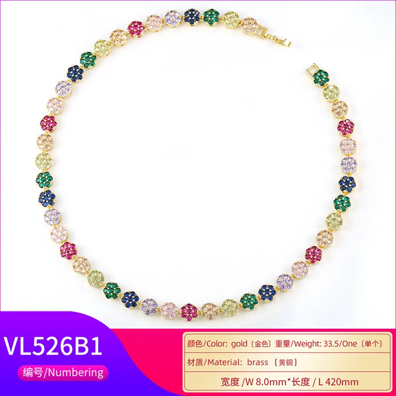ZHUKOU Summer Dopamine Series Vibrant Colorful Flower Necklace Bracelet Wholesale:VL526 VL527