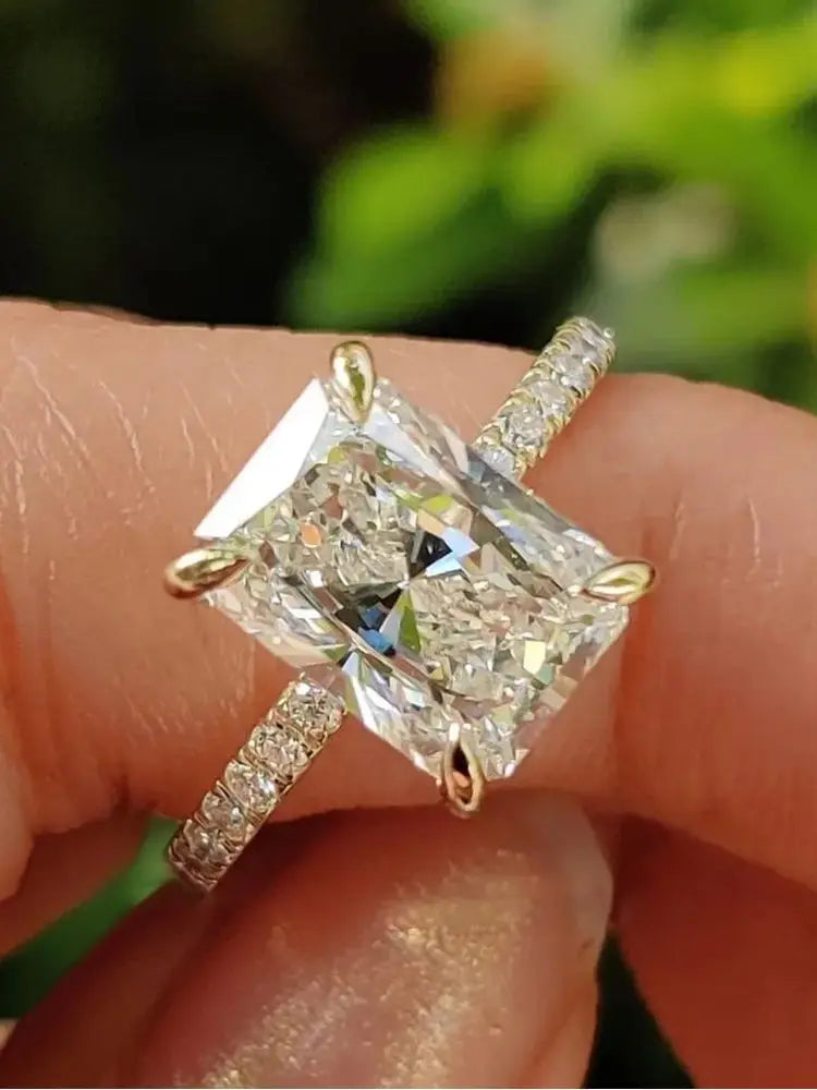 925 Sterling Silver Gorgeous Shiny 2-5CT Rectangle Zircon Ring For Women Anniversary Wedding Luxury High Quality Fine Jewelry