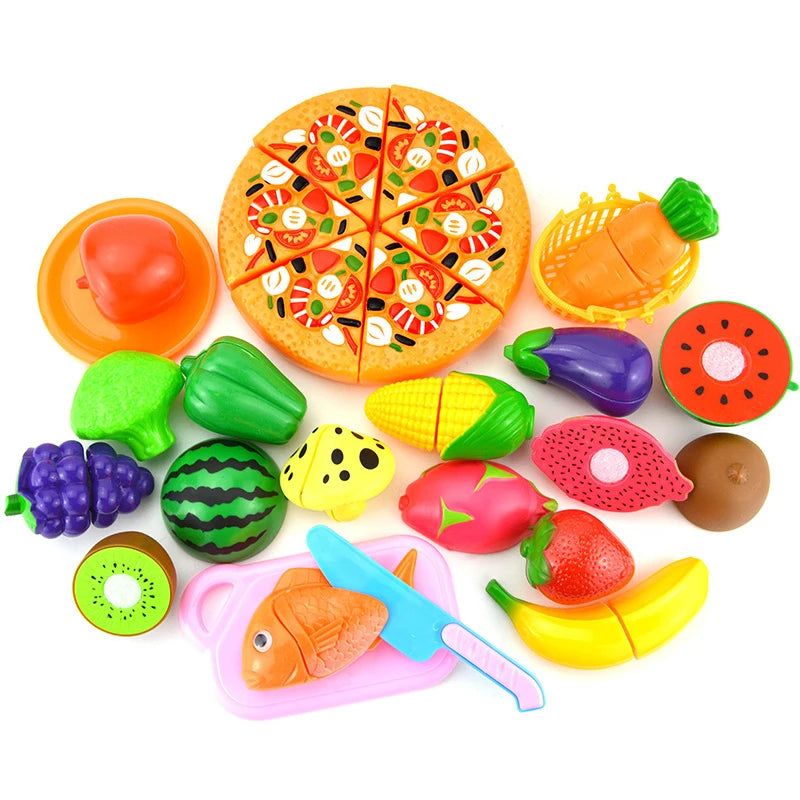 Simulated Fruit and Vegetable Cutting Play Toys Children Pretend Play Parent-child Interaction Toy for Birthday Gift TMZ
