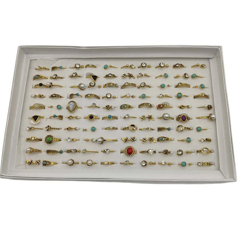 50000 Style Different Finger Rings Wholesale In Stock 100pc/Lot Hot Vintage Silver Gold Color New Alloy Joint Ring Party Women