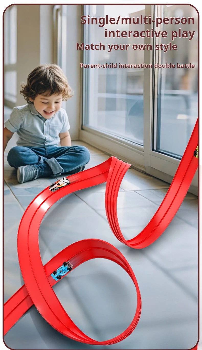 DIY Flexible Race Track Children Toys Double-track Racing Car Ramp Compatible 1/64th Cars Portable Rolls Up Boy Christmas Gift
