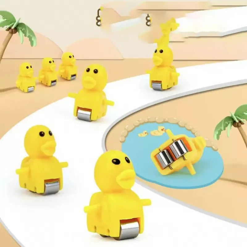Climbing Stairs Track Toys Electric Duck DIY Rail Racing Track Roller Coaster Toys Set Light Music Educational Toy For Kids Gift