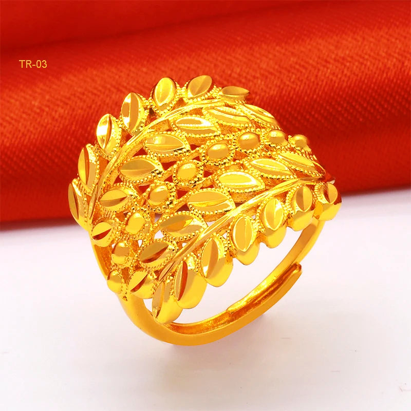 ANIID Dubai Gold Color Ring For Women Resizable Brazilian Wedding Bride Arabic Ethiopian Finger Ring Nigerian Jewellery Moroccan