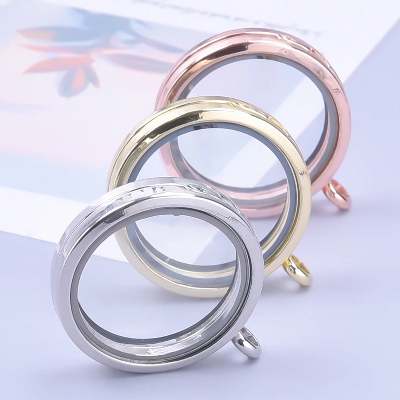 10Pcs/Lot Openable Round Living Reliquary Picture Locket Pendant Glass Floating Cremation Urn Medaillon Colgantes Jewelry Making