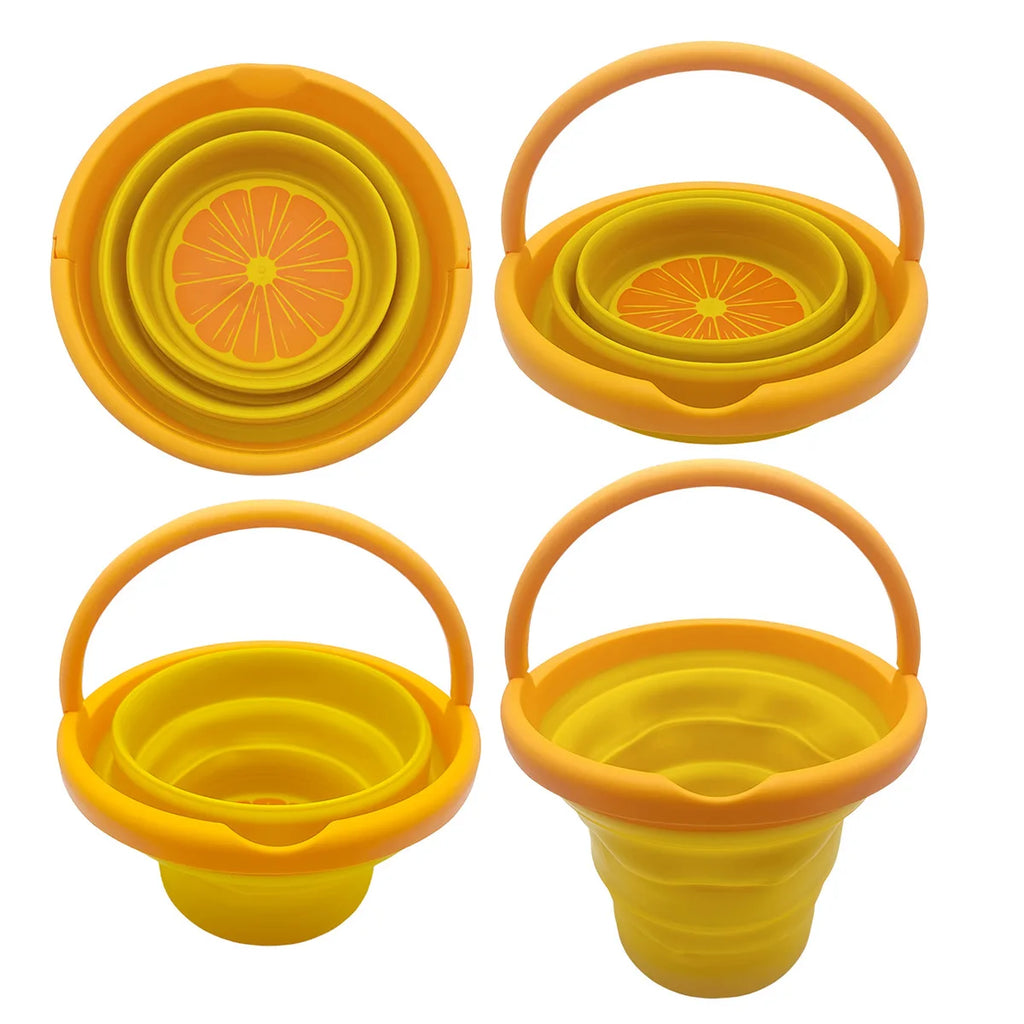 Kids Kitchen Folding Bucket Pretend Play Storage Fruit Children Play Outdoor Fun Education Toys For Boys Girls Beach Gifts