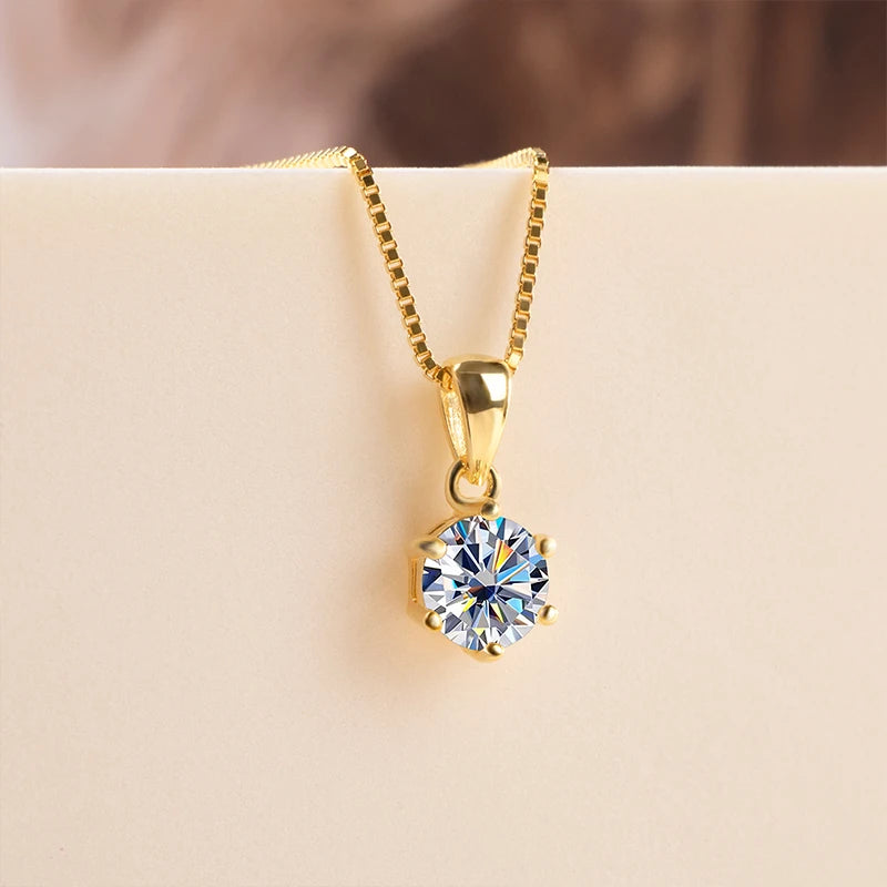 JoyceJelly 1Carat Moissanite Jewelry Set For Women Sterling S925 Silver Gold Plated Necklace Earrings Ring GRA Certified Wedding