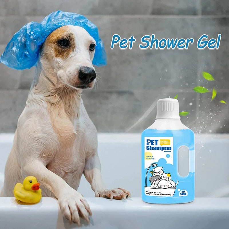 500ml Pet Shower Gel Gentle Cleaning Deodorizing Anti-itching Long-Lastin Fragrance Bath Shampoo for Puppy Cat Pet Care Supplies