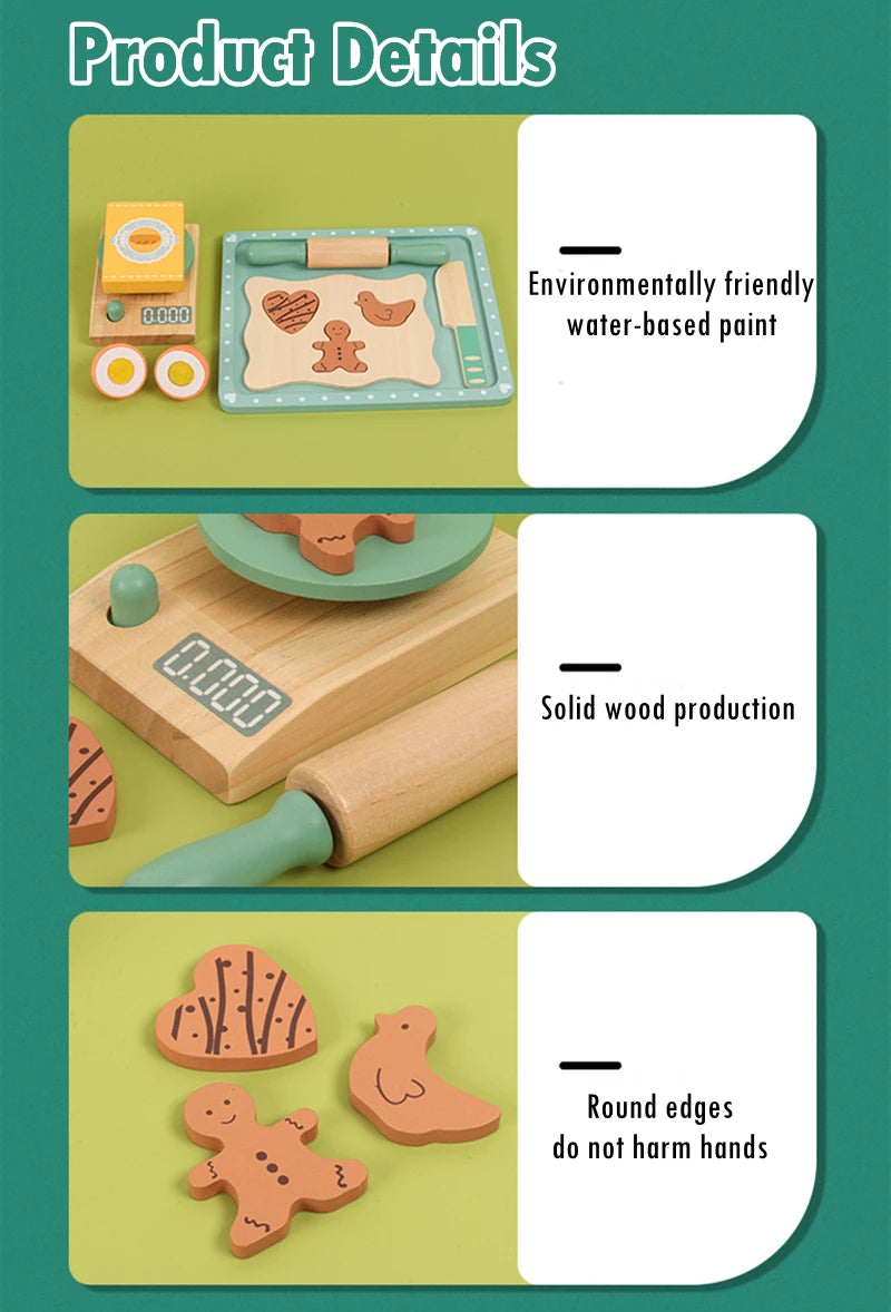 Girls Toys Wooden Afternoon Tea Set Children's Toy Kitchen  Pretend Play Set Toaster Coffee Maker Ice Cream Kids Educational Toy