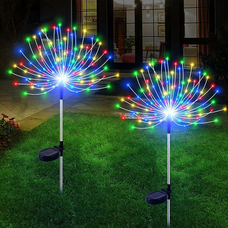 Outdoor 200LED Fairy Lights Solar Power Waterproof Firework Lawn Lamp Decor for Patio Pathway Garden Yard