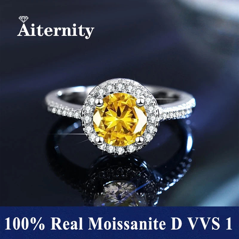 100% Real Moissanite Ring D VVS1 Pass Diamond Test Pen Adjustable Size S925 Sliver GRA Certificate Wedding Rings for Women