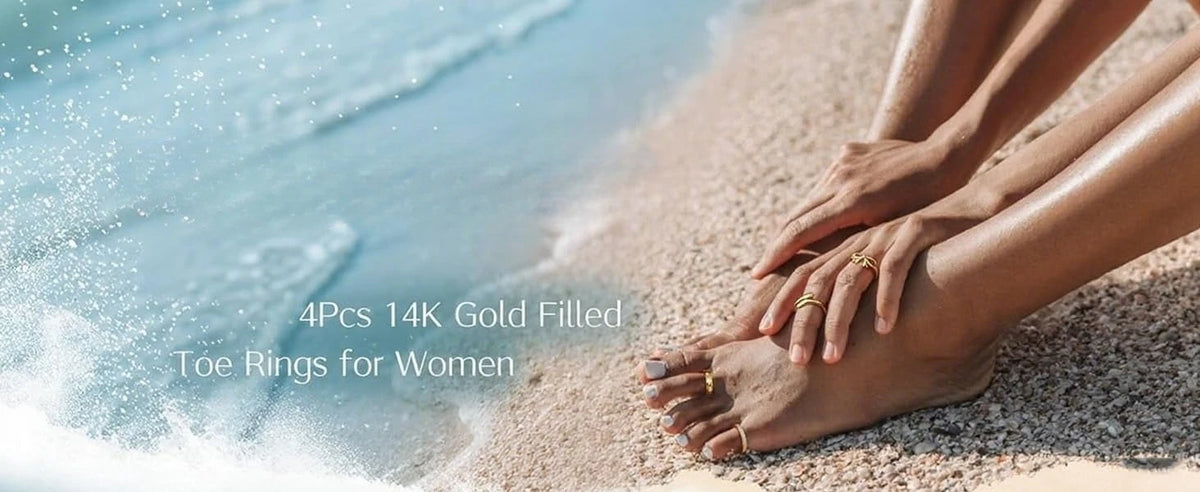 Bobisty 14K Gold Plated Toe Rings for Women Adjustable Toe Ring Non Tarnish Open Band Toe Rings CZ Bow Summer Beach Foot Jewelry
