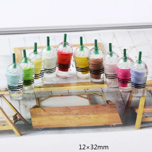 1:12 Doll House Decration Accessories Mini Food Coffee Drink Ice Cream Wine Cup Bottle for Doll DIY Kitchen Toys