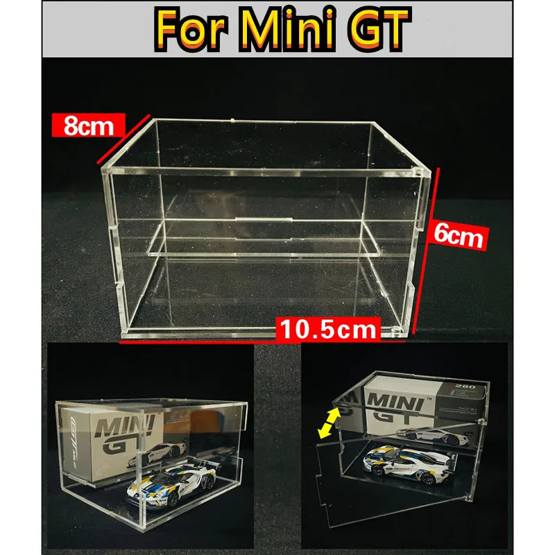 1/64 Model Cars Acrylic Display Case Fit for Mini Size MiniGT Tomica Required Assembly Proof Box Cabinet Toy Vehicles