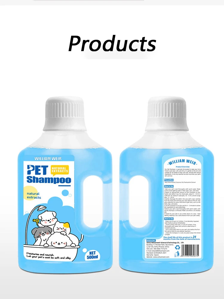 500ml Pet Shower Gel Gentle Cleaning Deodorizing Anti-itching Long-Lastin Fragrance Bath Shampoo for Puppy Cat Pet Care Supplies